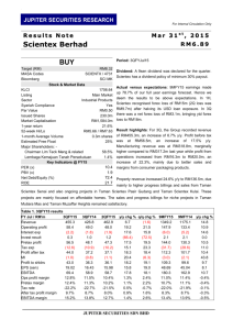 Scientex Berhad BUY - Scientex Incorporated Bhd