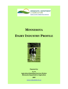 Minnesota Dairy Industry Profile - the Minnesota Department of