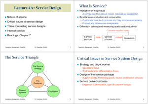 Lecture 4A: Service Design What is Service? The Service Triangle