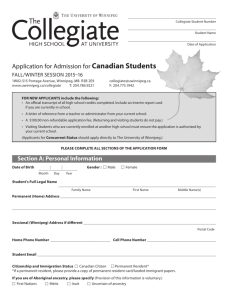 Collegiate Student - Collegiate , The University of Winnipeg