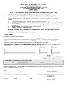 University of Winnipeg Collegiate Expense Claim Form