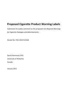 Proposed Cigarette Product Warning Labels