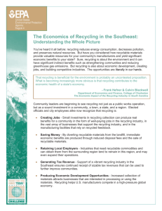 The Economics of Recycling in the Southeast: Understanding the