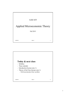 Applied Microeconomic Theory - Agricultural & Applied Economics