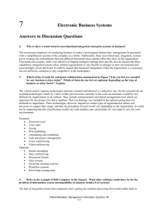 Electronic Business Systems Answers to Discussion Questions