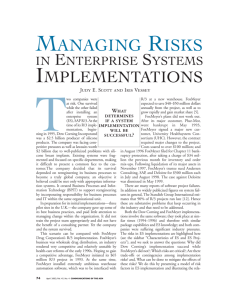 Managing Risks in Enterprise Systems Implementations