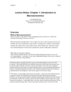 Lecture Notes: Chapter 1: Introduction to Macroeconomics