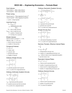 EECE 450 — Engineering Economics — Formula Sheet