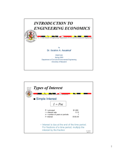 INTRODUCTION TO ENGINEERING ECONOMICS Types of Interest