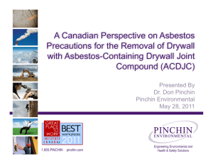 A Canadian Perspective on Asbestos Precautions for the Removal