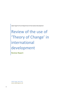 Review of the use of 'Theory of Change' in international development