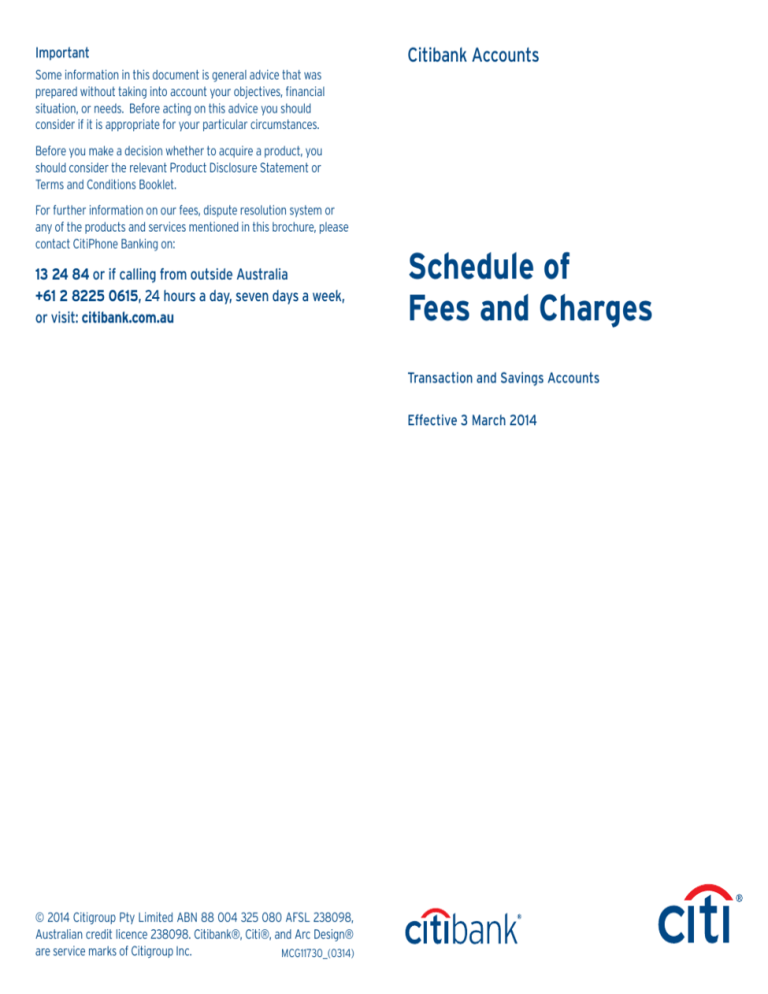 Schedule Of Fees And Charges Schedule Of Fees And Charges