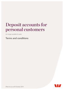 Deposit accounts for personal customers