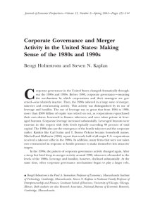 Corporate Governance and Merger Activity in the