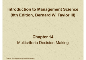Chapter 14 Multicriteria Decision Making