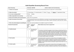 Commissioning community based services for people with a