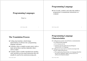 Programming Languages Programming Language The Translation