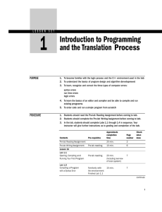 1 Introduction to Programming and the Translation Process
