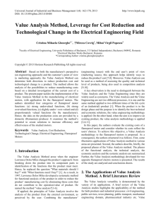 Value Analysis Method, Leverage for Cost Reduction and