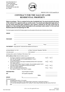 contract for the sale of land residential property