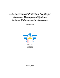 U.S. Government Protection Profile for Database Management