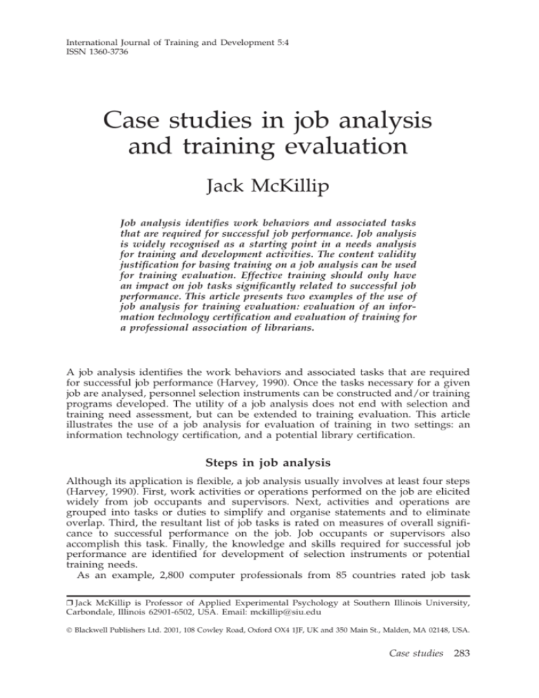 job analysis case study pdf
