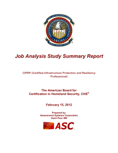 Job Analysis Study Summary Report