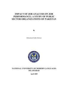 impact of job analysis on job performance: a study of public sector