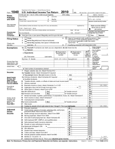 Form 1040 U.S. Individual Income Tax Return 2010