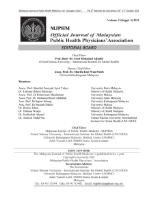 Official Journal of Malaysian Public Health Physicians'Association