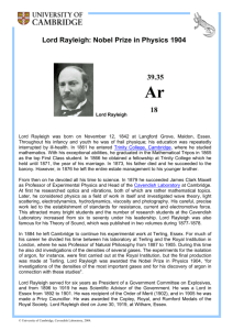 Lord Rayleigh: Nobel Prize in Physics 1904