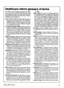Healthcare reform glossary of terms