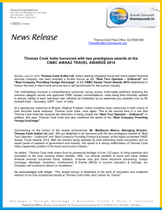 Thomas Cook India honoured with two prestigious awards at the