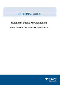 Guide for Codes Applicable to Employees Tax Certificates 2015