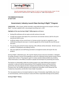 Government, Industry Launch New Serving It Right