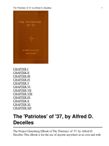 The \'Patriotes\' of \'37