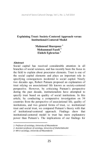 Explaining Trust: Society-Centered Approach versus Institutional