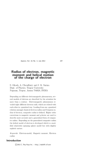 Radius of electron, magnetic moment and helical motion - Apeiron