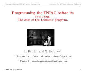 Programming the ENIAC before its rewiring.