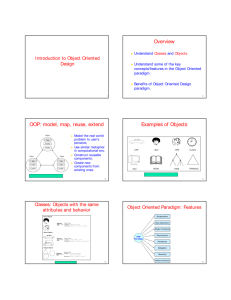 Overview OOP: model, map, reuse, extend Examples of Objects