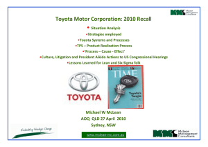 The 2010 Toyota recall - Australian Organisation for Quality