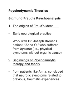 Psychodynamic Theories Sigmund Freud's Psychoanalysis 1. The