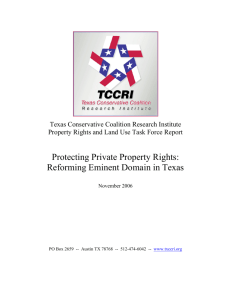 Protecting Private Property Rights: Reforming Eminent Domain in