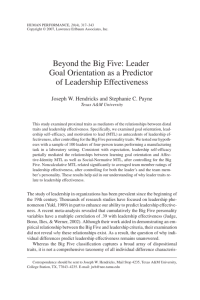 beyond big 5 leader goal orientation