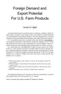 Foreign Demand and Export Potential For U.S. Farm Products