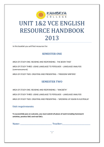 Year 11 English 2013 Resource Booklet