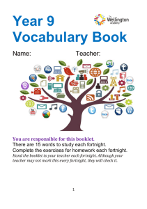 Year 9 Vocabulary Book - The Wellington Academy