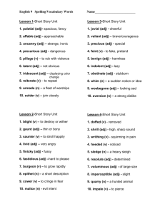 English 9 Spelling/Vocabulary Words