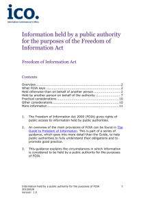 Information held by a public authority for the purposes of FOIA
