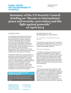 Summary of the UN Security Council briefing on
